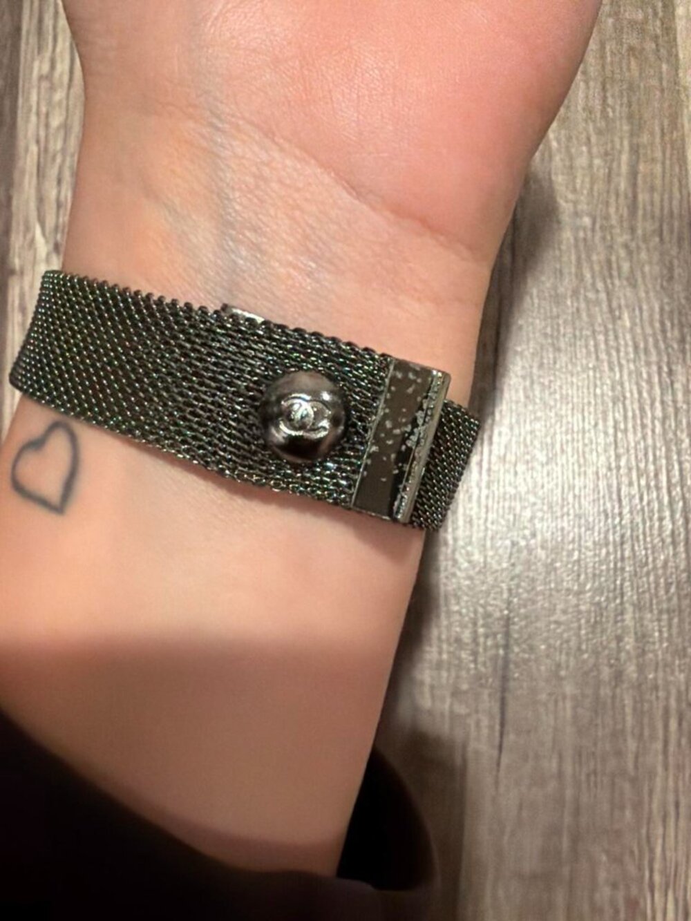 Chanel Ruthenium Mesh Logo Bracelet - Picture 5 of 6